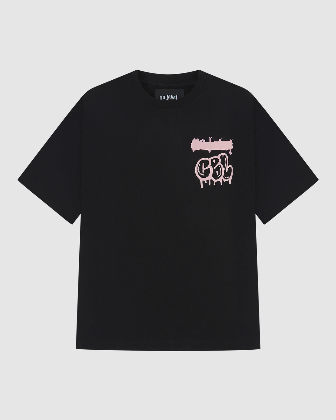 CAN'T BE LABELLED Graffiti T-Shirt Black Pink — Portuguese cotton, oversized fit, street art graphic