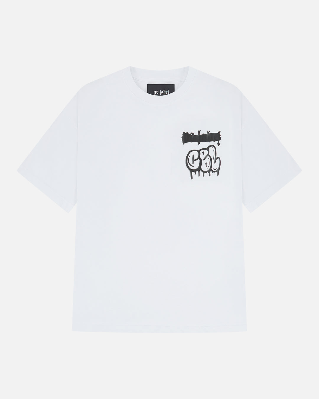 CAN'T BE LABELLED Graffiti T-Shirt White Black — Portuguese cotton, oversized fit, street art graphic