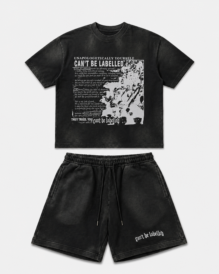 STATEMENT TEE &amp; SHORTS SET — VINTAGE BLACK
