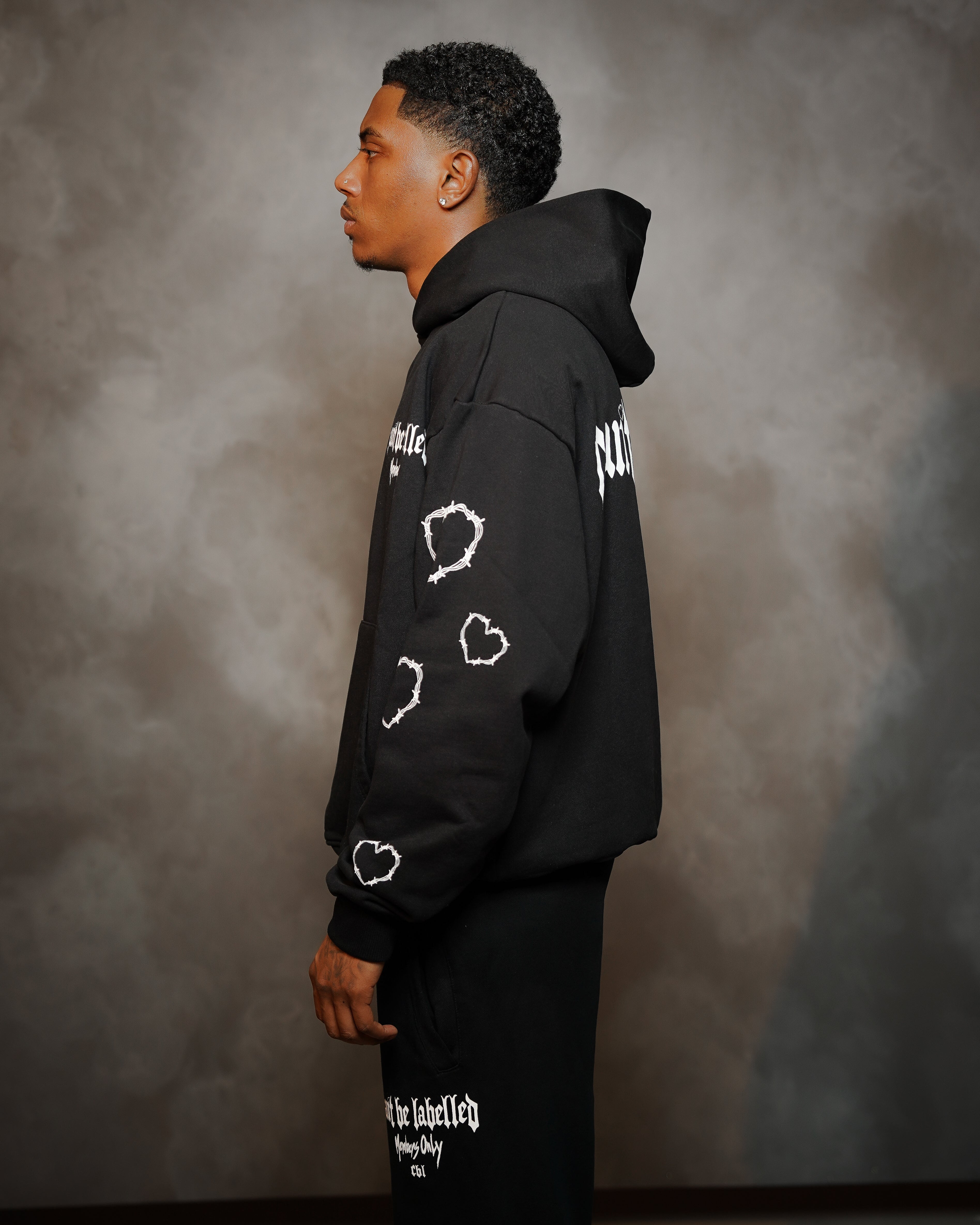 Members Club Black Hoodie | 480GSM Heavyweight Boxy Cropped Hoodie