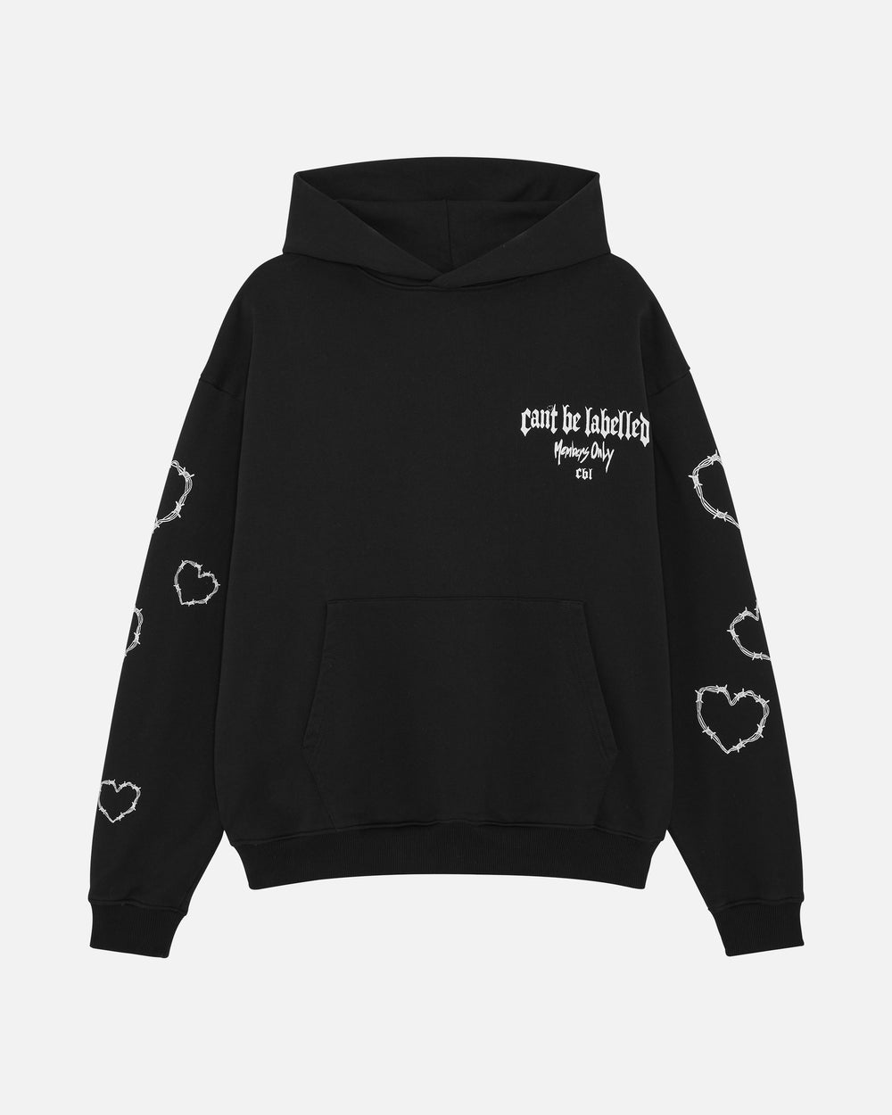CAN'T BE LABELLED Members Club Hoodie — heavyweight loopback jersey, oversized fit, exclusive British streetwear