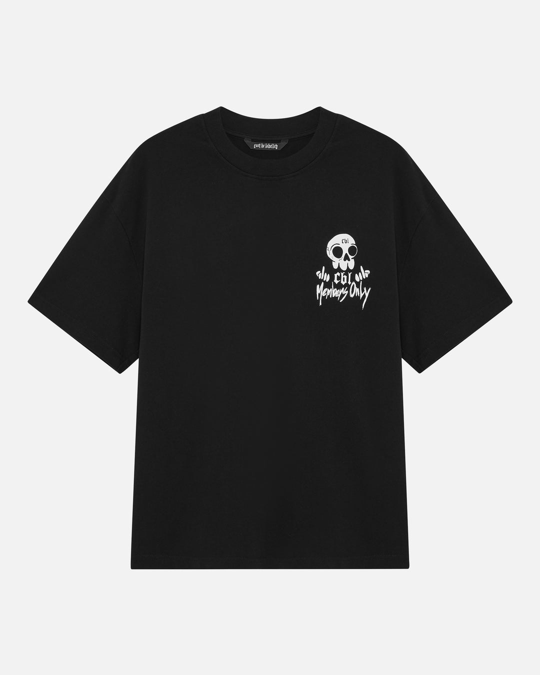 CAN'T BE LABELLED Members Club T-Shirt Jet Black — premium cotton, oversized fit, exclusive British streetwear