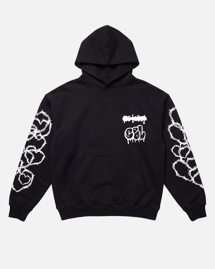 SKELETON SIGNS  HOODIE - JET BLACK