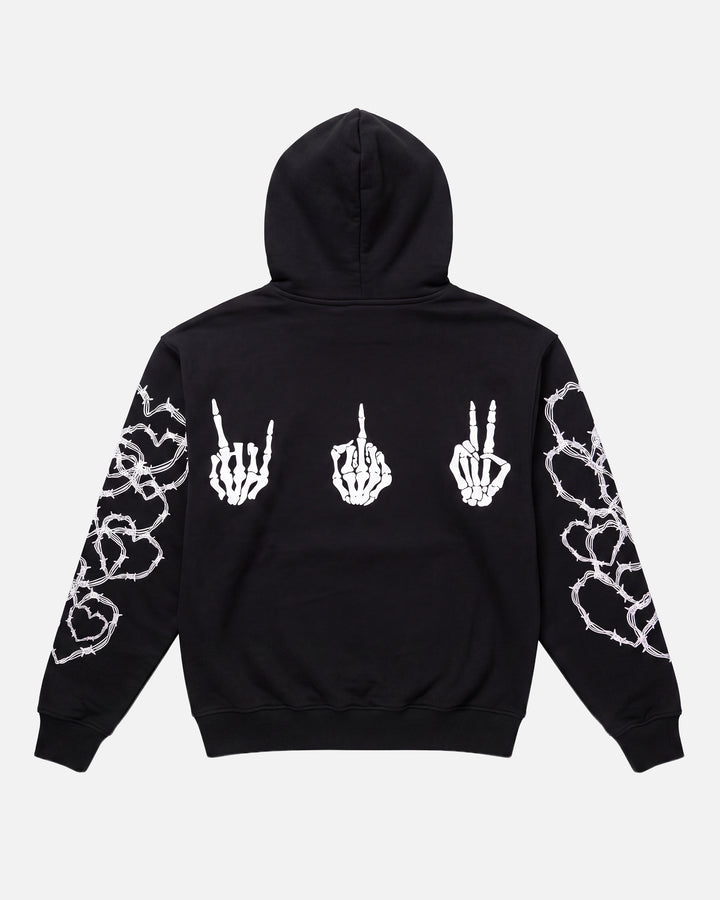SKELETON SIGNS  HOODIE - JET BLACK