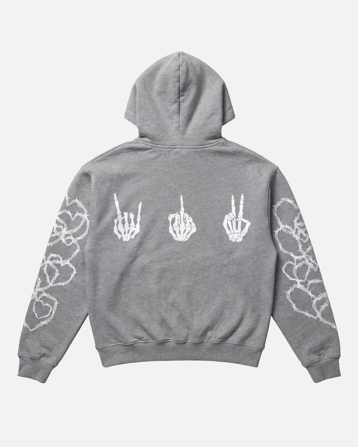 SKELETON SIGNS HOODIE - ASH GREY