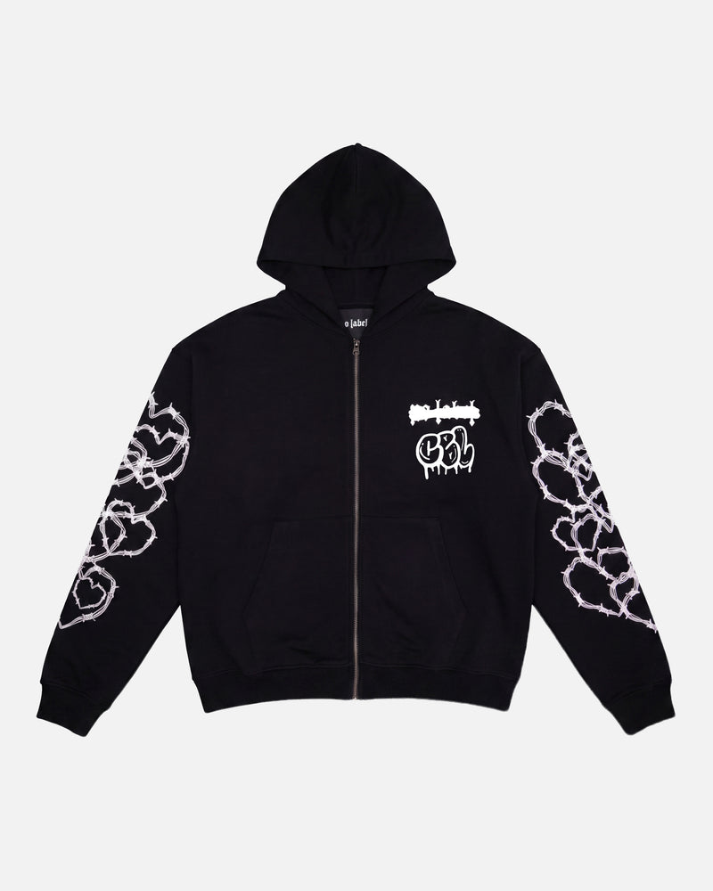 CAN'T BE LABELLED ZIP HOODIE - BLACK/WHITE
